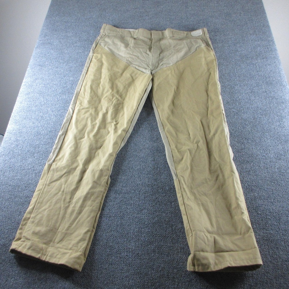 VINTAGE Orvis Pants Mens 44x33 Beige Canvas Field Hunting Khakis Classic Fit USA